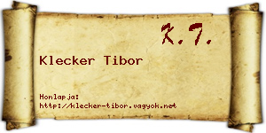 Klecker Tibor névjegykártya